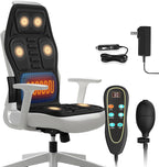 Back Massager for Chair, Massage Seat Cushion with Heat, Lumbar Traction, 8 Vibrating Motors Massager Chair Pad for Full Body Pain Relief, and Home Use