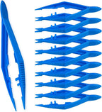 Vakly Disposable Plastic Forceps Tweezers Blue (10 Pack) – Serrated Tip Pickup Tweezers with Finger Ridges & Narrow Points for First Aid, Medical, Lab, Crafts & School Science