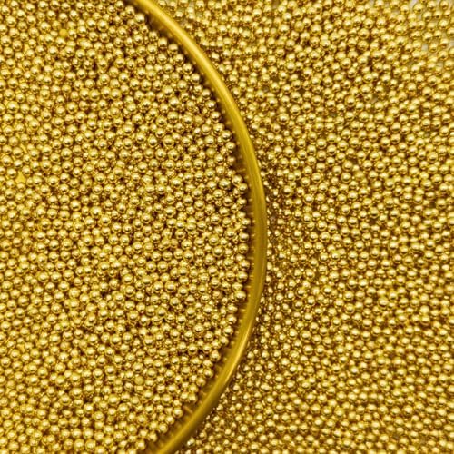 Edible Super Gold Pearl Sugar Sprinkles Candy 2mm Mini Pearls Cake Decorations Cupcake Toppers Cookie Decorating Perfect for Wedding Party Valentine Halloween Christmas Supplies 3OZ