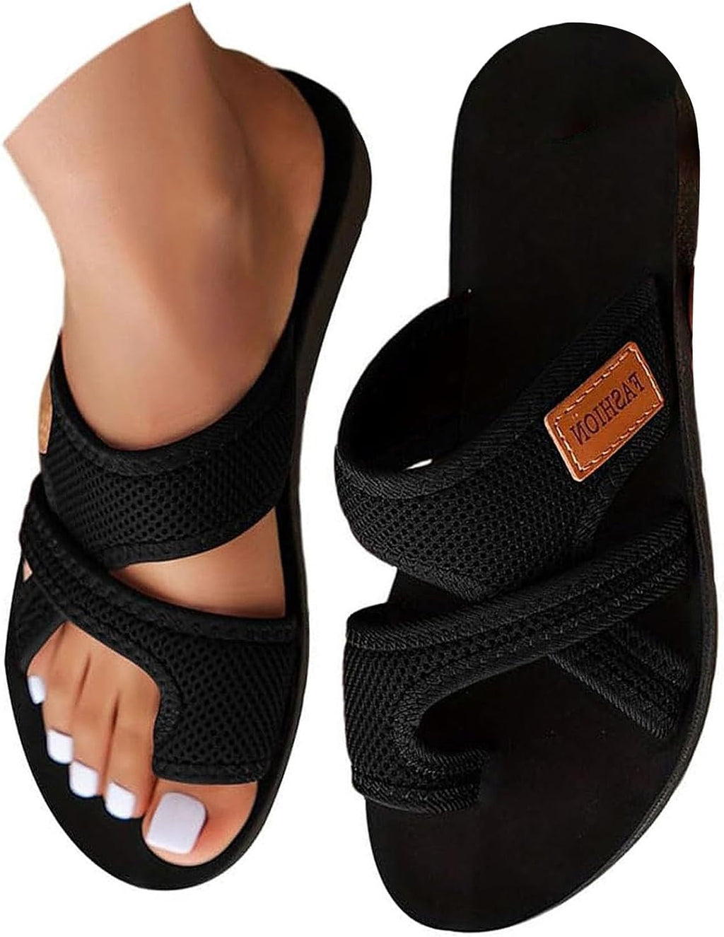 Mesh Sandals for Women Comfort Orthopedic Bunion Flip Flops Wide Width Hollow Flip Flops Summer Beach Shoes
