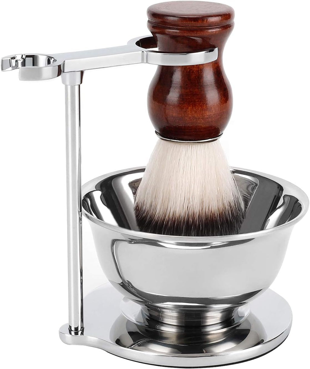SANWA Deluxe Shaving Kit for Men,Stainless Steel Shaving Razor&Brush Stand Holder Soap Bowl Shave Brush Kit,Boyfriend Husband Dad Birthday Fathers Day for Him