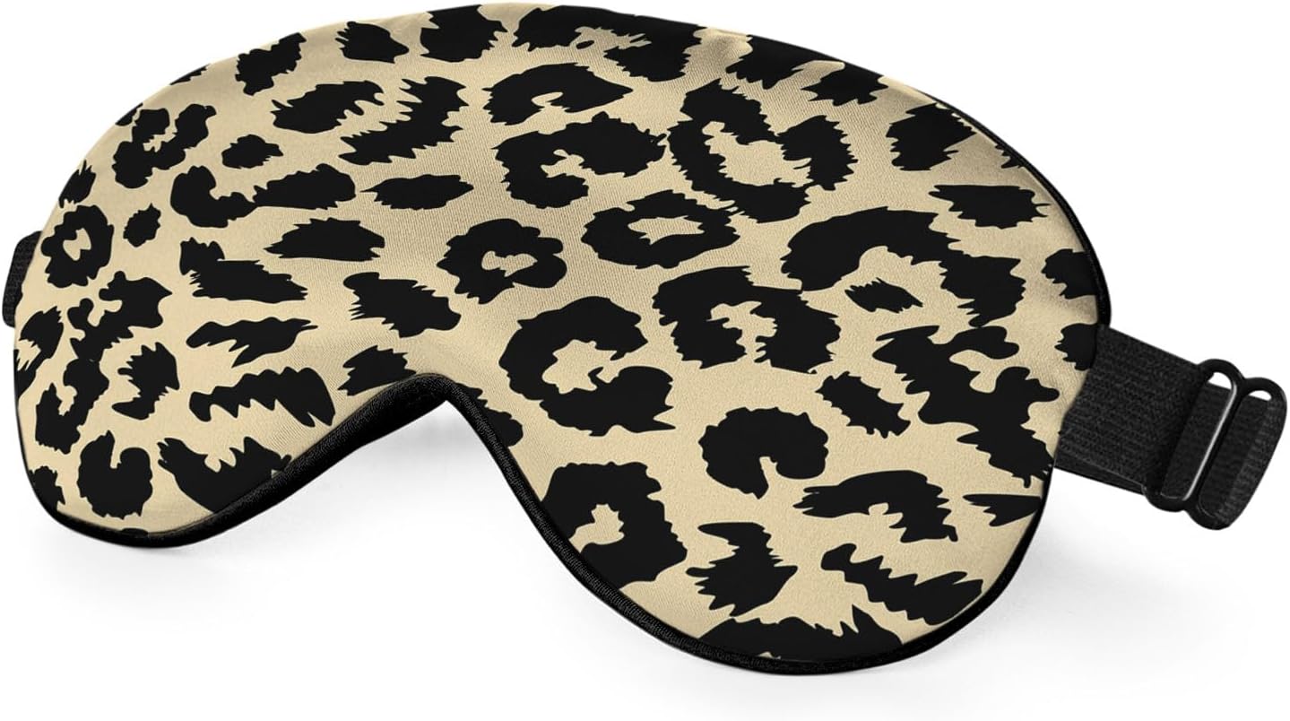 Leopard Eye Mask Sleeping Mask Animal Fur Patches Speckled Plaque Sleep Masks Silky Soft Eye Cover for Women Men Shading Blindfold for Air Travel Sleeping