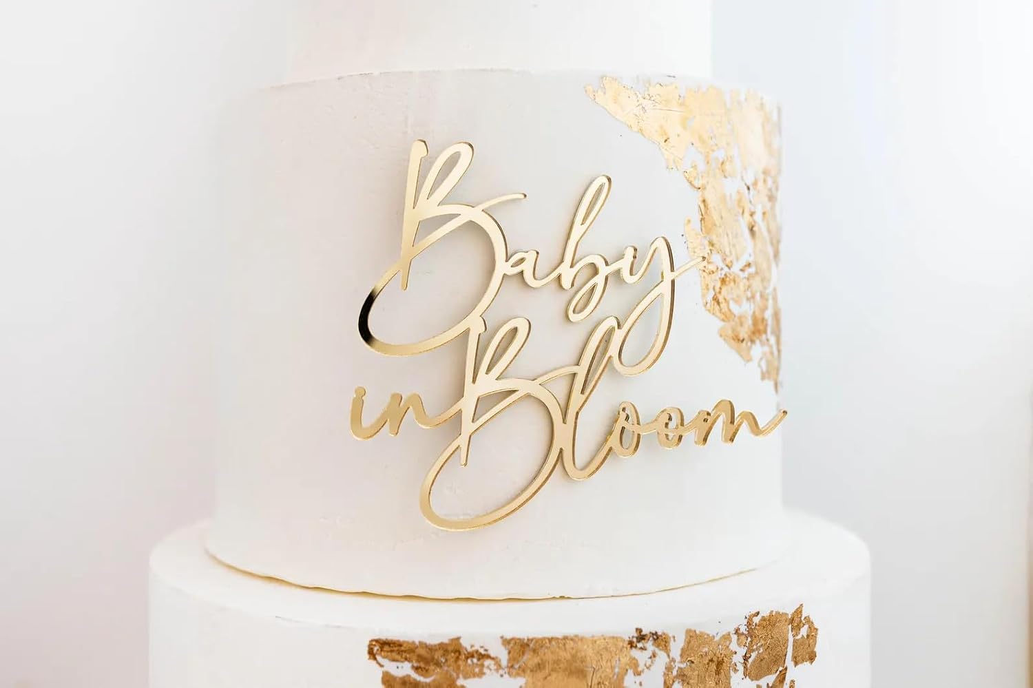 Baby in Bloom Cake Topper,Acrylic Gold Baby Shower Cake Decorations - First Birthday Cake Topper for Baby Showers and Gender Reveal Party Decorations