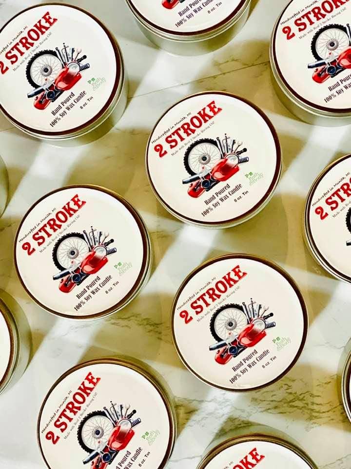 2 Stroke Engine Dirt Bike Race Fuel Aroma Soy Candle | Unique Hand Poured Gift | Motocross | Man Cave | 8 oz