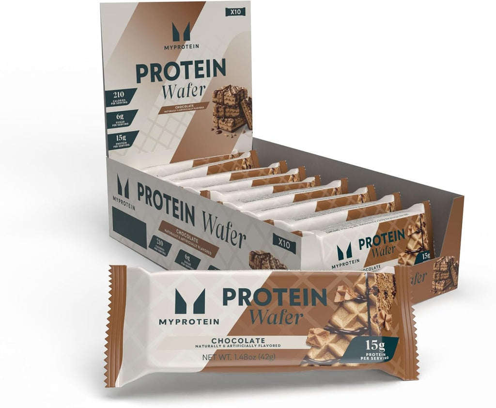 Myprotein Crispy Protein Wafers | 15g Protein | Box of 10 | Chocolate | High Protein Snack Bar | Milk & Whey Isolate | Low Sugar