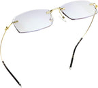 LifeArt Blue Light Blocking Glasses, Computer Reading Glasses, Anti Blue Rays, Reduce Eyestrain, Rimless Frame Tinted Lens with Diamond, Stylish for Men and Wowen (+1.50 Magnification)