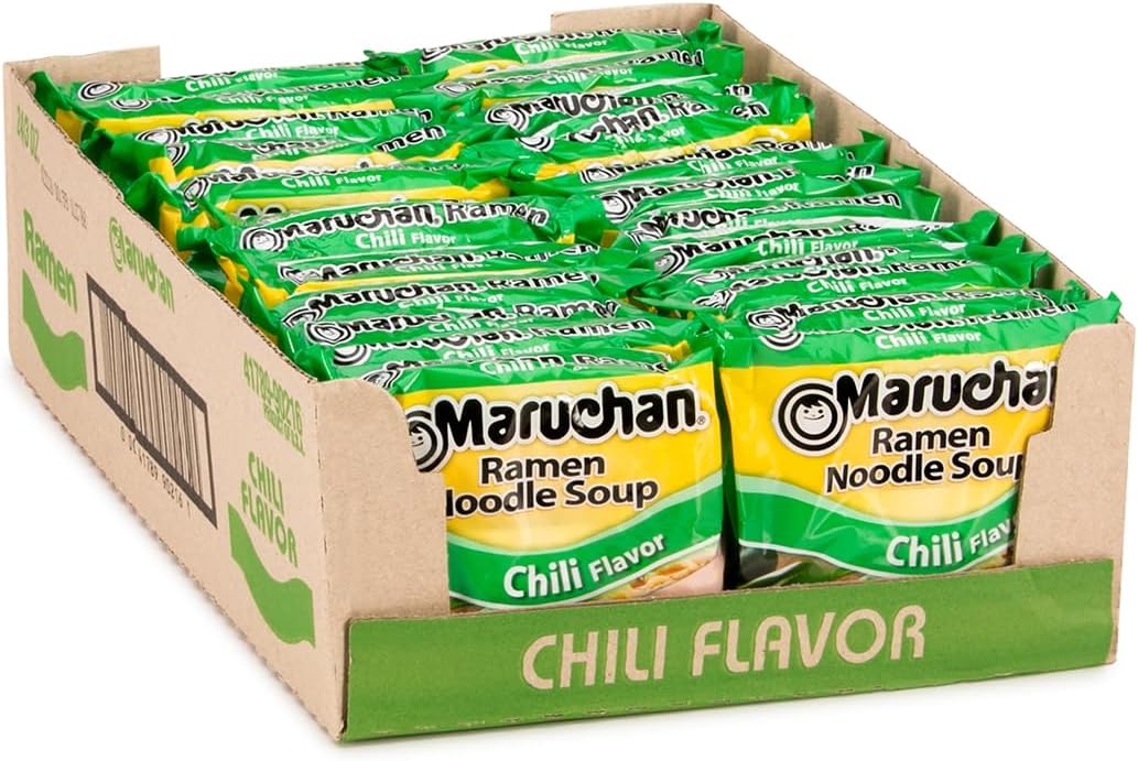 Maruchan Ramen Chili, Instant Ramen Noodles, Ready to Eat Meals, 3 Oz, 24 Count