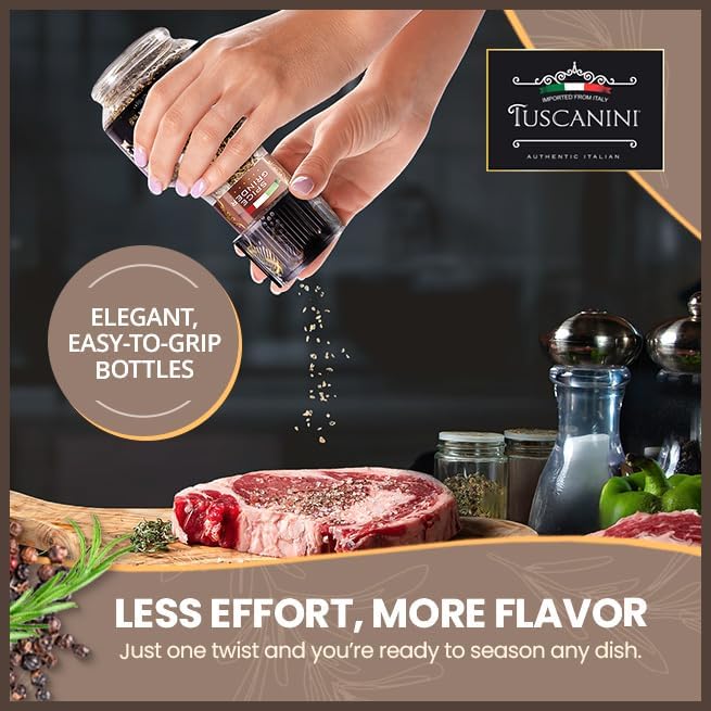 Tuscanini Premium Italian Medley Spice Grinder, .56oz | Freshly Ground Italian Seasoning | Product of Italy