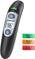 Infrared Thermometer for Adults,Forehead and Ear Thermometer for Fever, Babies, Children, Adults, Indoor and Outdoor Use (Black)