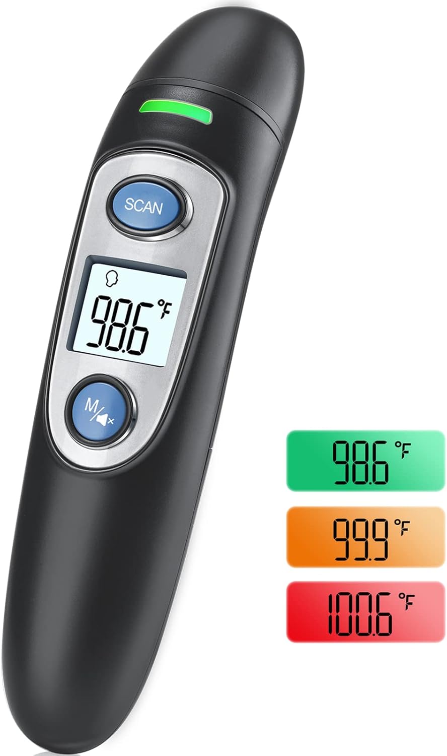 Infrared Thermometer for Adults,Forehead and Ear Thermometer for Fever, Babies, Children, Adults, Indoor and Outdoor Use (Black)