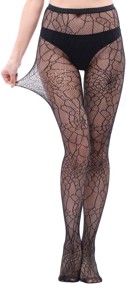 WEANMIX Fishnet Stockings Lace Patterned Tights High Waist Pantyhose Fishnets for Women