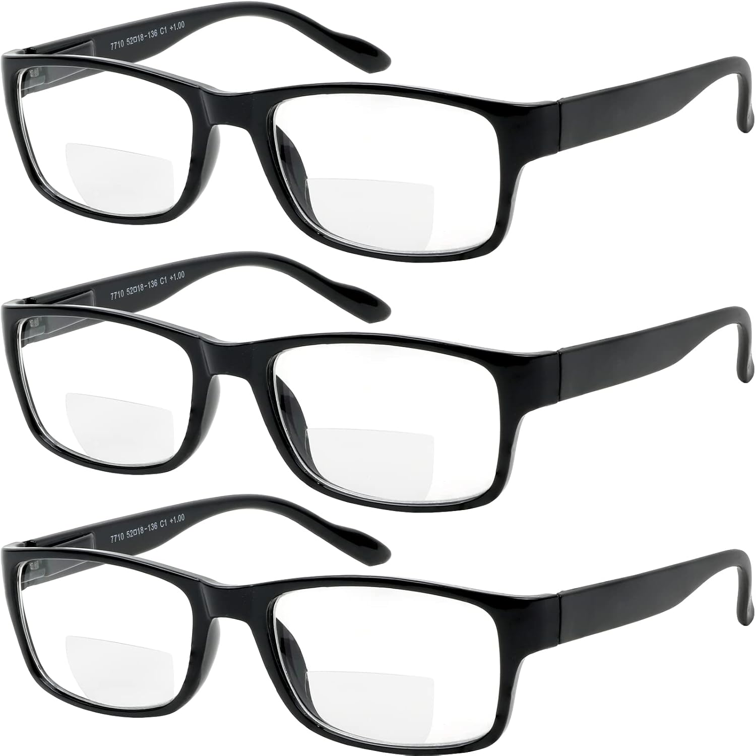 Yogo Vision Bifocal Reading Glasses for Men and Women Rectangle MultiFocal Readers with Spring Hinges Retro Design