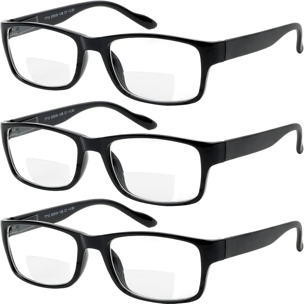 Yogo Vision Bifocal Reading Glasses for Men and Women Rectangle MultiFocal Readers with Spring Hinges Retro Design