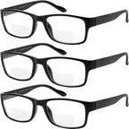 Yogo Vision Bifocal Reading Glasses for Men and Women Rectangle MultiFocal Readers with Spring Hinges Retro Design