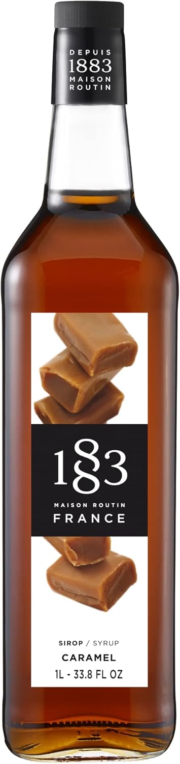1883 Maison Routin - Caramel Syrup - Made in France - Glass Bottle | 1 Liter (33.8 oz)