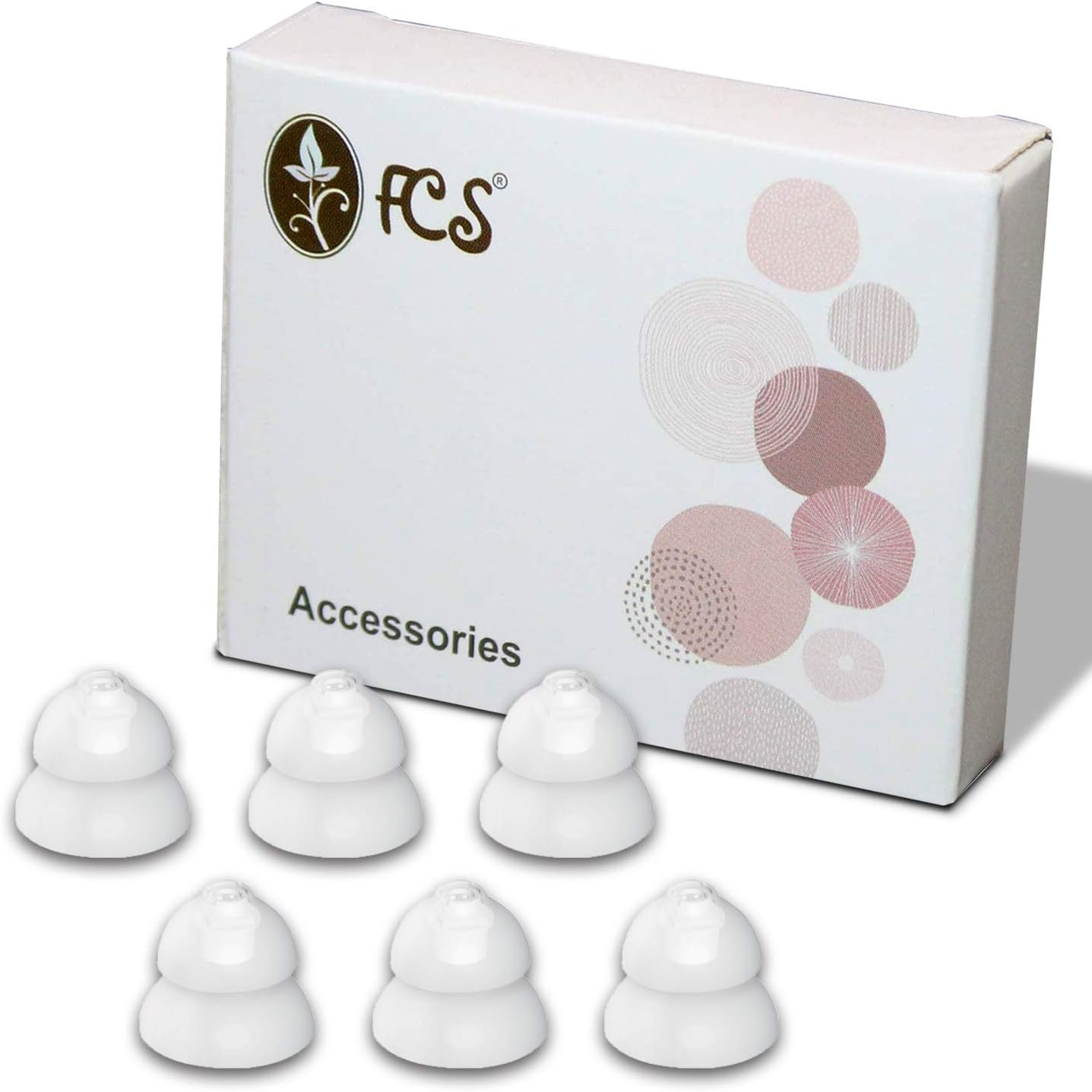 FCS Pack of 6 Click Dome for Signia, A&M, audibene, Audio Service, HearUSA, REXTON, TruHearing RIC and Instant Fit Click CIC/ITC Hearing Instrument. (8/10 Double Dome)