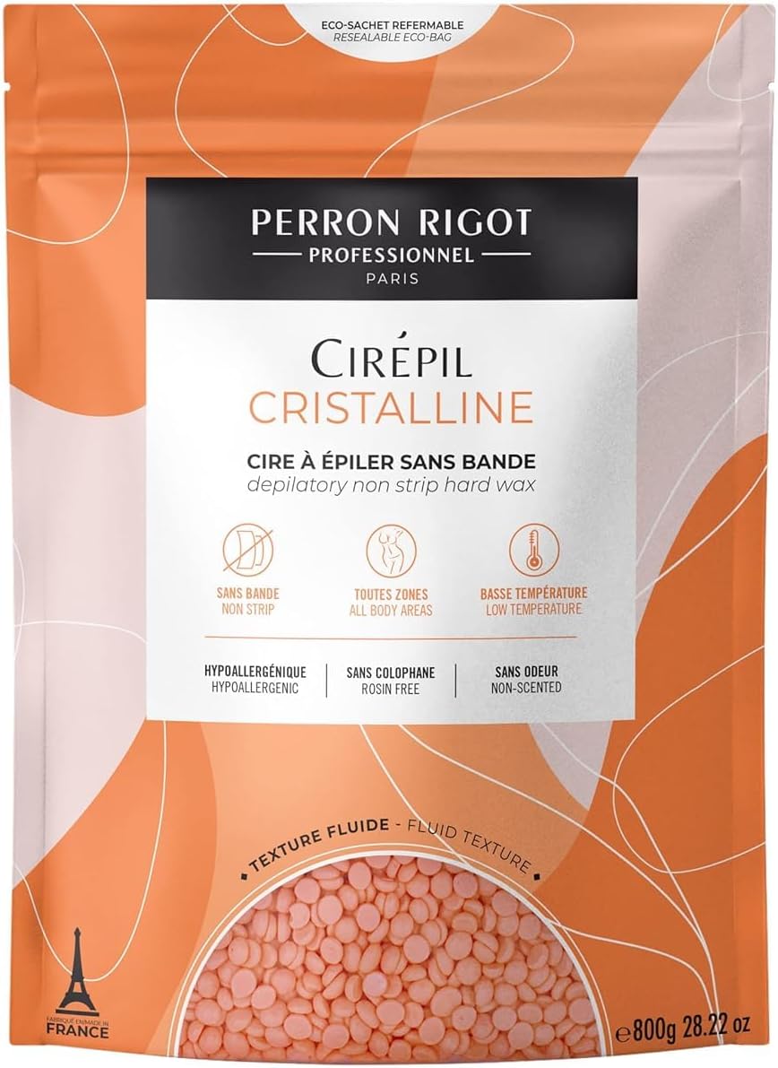 Cirepil - Cristalline - 800g / 28.22 oz Hard Wax Beads Bag - Unscented & Rosin-Free, Micro-Crystalline Formula for Highly Sensitive Skin - Clear Gel Stripless Hair Removal for Face & Body, Low-Temp