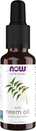 NOW Foods Solutions, Neem Oil, 100% Pure, Made From Azadirachta Indica (Neem) Seed Oil, Natural Relief from Irritation and Other Skin Issues, 1-Ounce, Ingredients: 100% pure neem oil