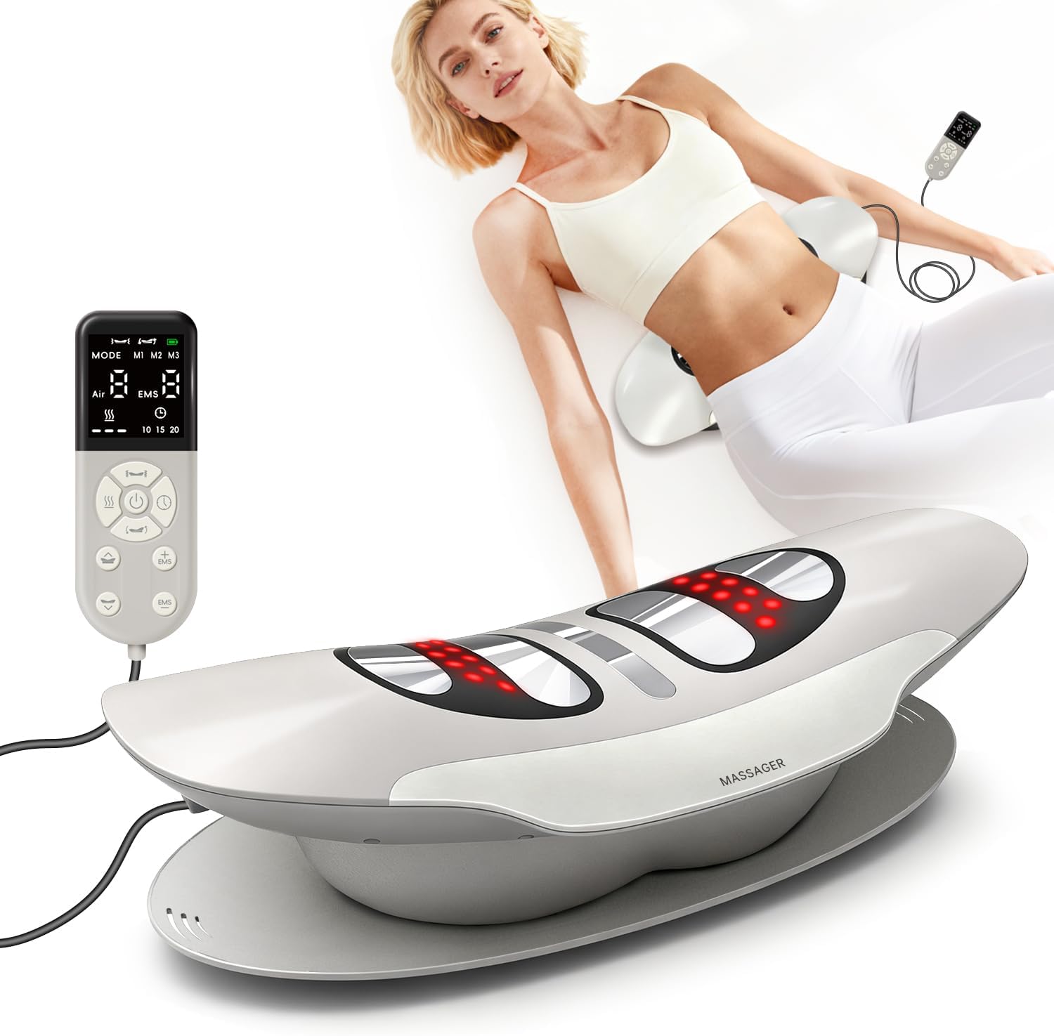 Zenopax Electric Lumbar Traction Device, Multifunctional Back Traction Device with Dynamic Traction, Left-Right Swing, 8-Level Electrotherapy, Vibration Massage, 3-Level Hot Compress