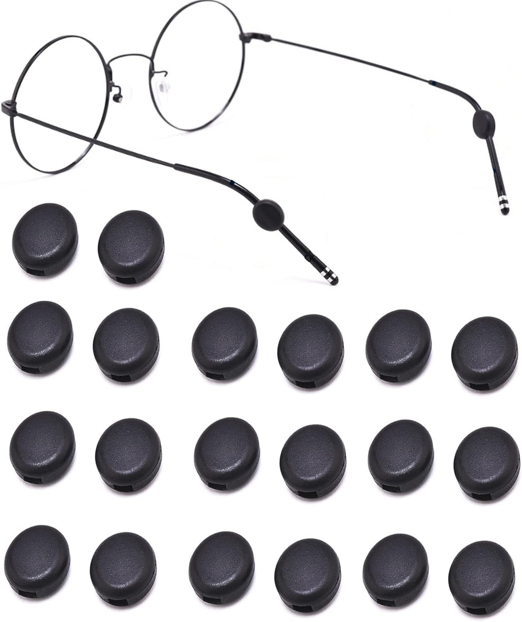 OPUGIT Silicone Eyeglasses Temple Grips Retainer, 2021 Upgraded Mini Round Eyewear Retainer, Anti-Slip Glasses Retainers, Frame Grips for Spectacle, Sunglasses, Glasses, Eyewear, 10 Pairs,Black