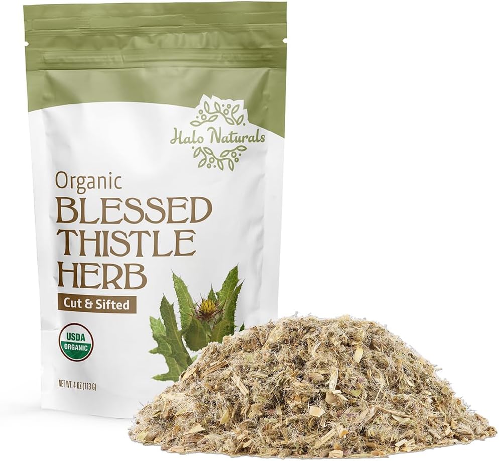 Organic Blessed Thistle Herb Cut & Sifted, 4 Ounces (Cnicus benedictus) USDA Certified | Resealable Pouch| Packaged in The USA