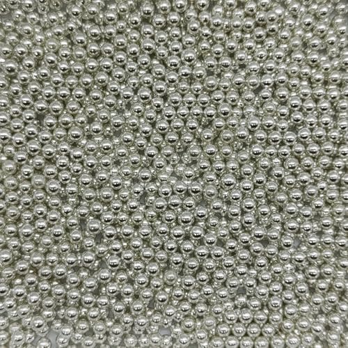 Edible Silver Pearl Sugar Sprinkles Candy 4mm Mini Pearls Cake Decorations Cupcake Toppers Cookie Decorating Perfect for Wedding Party Valentine Halloween Christmas Supplies 3OZ