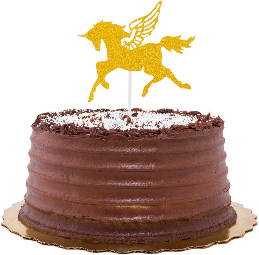 Restaurantware Top Cake 6 X 4.3 Inch Cake Toppers 10 Unicorn Design Cake Topper Inserts - Sturdy With Glitter Detail Gold Paper Cake Decoration Birthday Baby Shower Wedding Supplies
