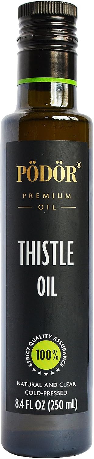 PÖDÖR Premium Thistle Oil - 8.4 fl. Oz. - Cold-Pressed, 100% Natural, Unrefined and Unfiltered, Vegan, Gluten-Free, Non-GMO in Glass Bottle