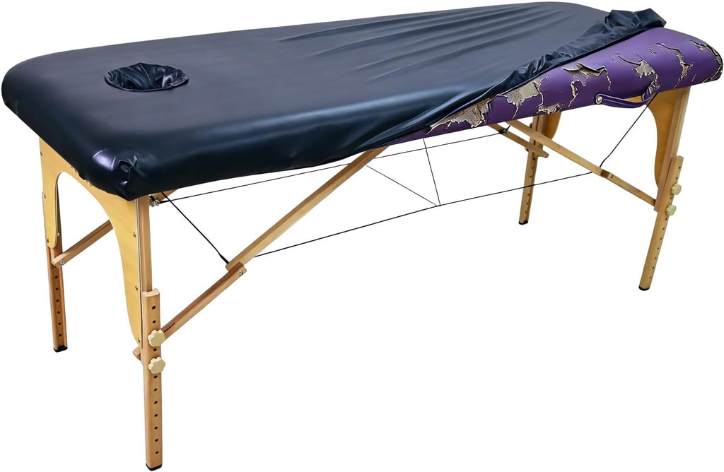 Massage Table Cover with Face Hole (32 Inches Wide) | 100% PU Massage Table Cover Protector | Wipeable, Reusable & Waterproof Vinyl Cover for Square Massage Tables