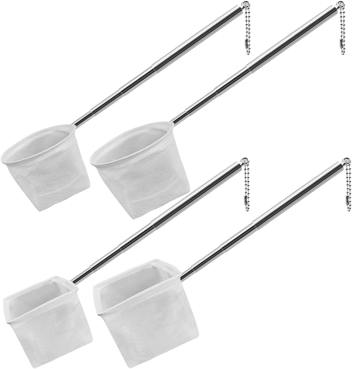 Stainless Steel Retractable Fish Net Set of 4 (4 Sizes), findTop Fine Mesh Aquarium Net for Fish Tank, Small Fish Nets with Durables Handle, Top 4 Models for Freshwater and Saltwater