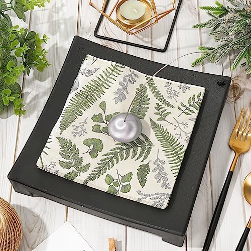 AnyDesign 80 Pack Greenery Paper Napkins Herbs Botanical Dinner Napkins Green Leaves Disposable Hand Napkin for Wedding Birthday Holiday Party Baby Shower Dining Supplies, 6.5 x 6.5 Inch