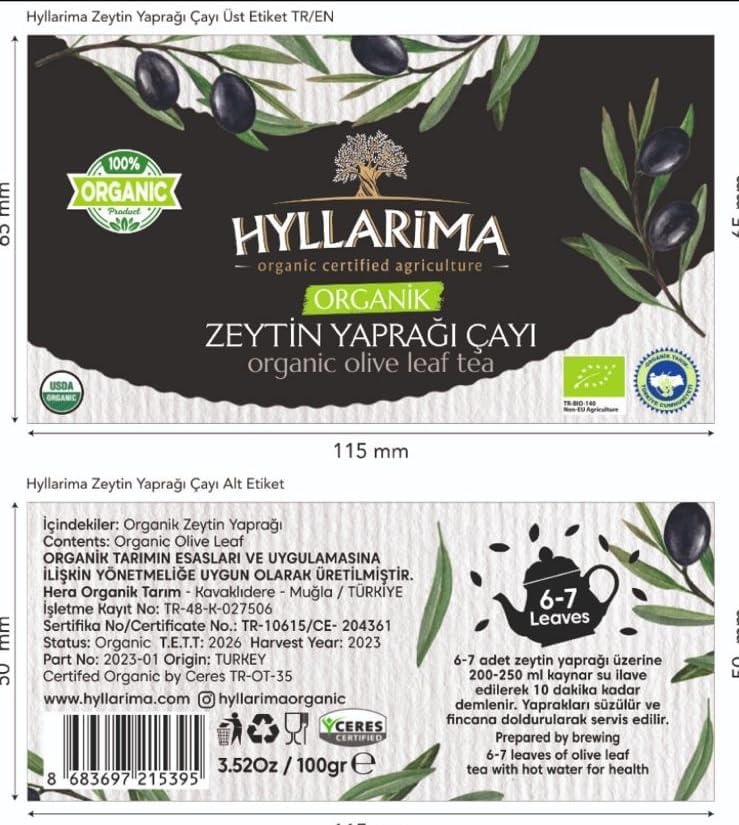 Hyllarima organic olive tree leaves tea | 100g (3.5 oz) | organic | loose leaf |