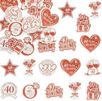 Gyufise 54Pcs Edible 40th Anniversary Cupcake Toppers Ruby Happy Wedding Glutinous Rice Paper Cheers to 40 Years We Still Do Picks Party Cake Decorations Supplies