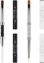 2 Pcs Double Ended Nail Builder Gel Brush, French Tip Brush Hard for Nails, Oval Gels Brushs Liner Brushs Nail Hard Gel for Design Nails Art & DIY Use