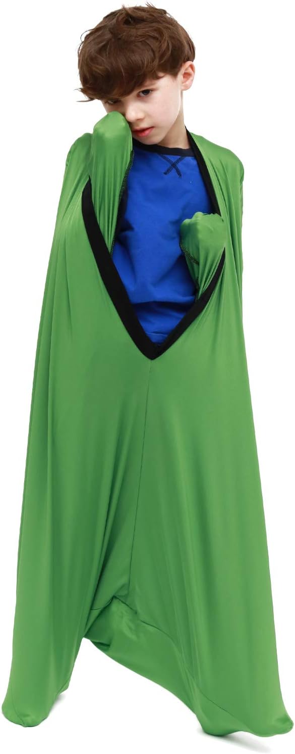 SANHO Dynamic Movement Sensory Body sock, Large,9-12 years old,56''HX28''W,Good for Height:52"-61",Updated Version,Olive Green