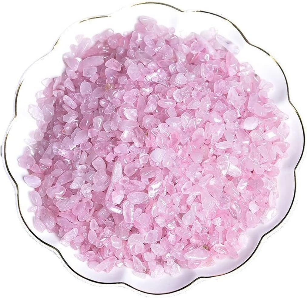 Natural Rose Quartz Tumbled Chips Crushed Crystal Stone, 7-9mm Polished Healing Crystal Chips Healing Reiki Crystal Jewelry Making Home Decoration