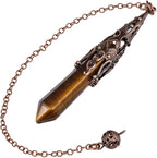 Nupuyai Healing Crystal Pendulum for Dowsing Divination Reiki, Vintage Carved Stone Hexagonal Point Pendant with Chain