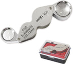 10X 20X Jewelers Loupe, Pocket Magnifying Glass with Dual Lenses, Foldable Jewelry Loop Magnifier with Storage Box for Diamonds, Coins, Watches, Plants