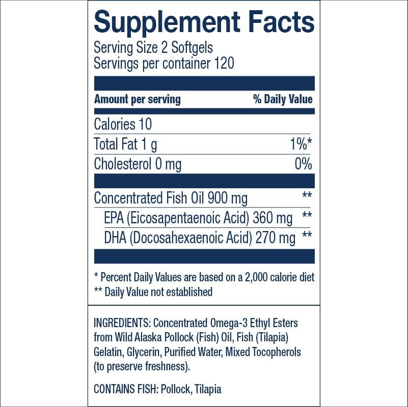 Wiley's Finest Wild Alaskan Fish Oil Easy Swallow Minis - Omega-3 Fish Oil Supplement for Adults and Kids - Double-Strength 630mg EPA and DHA Natural Supplement - 240 Mini Softgels (120 Servings)