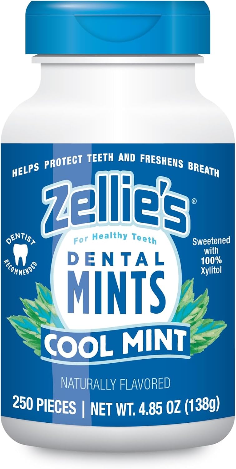 Zellie's | 100% Xylitol Cool Mint Breath Mints | No Aspartame, Gluten Free, Vegan & Kosher (250 Count - Pack of 1)