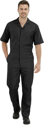 NY Threads Coveralls for Men Short Sleeve Regular Fit Mechanic Work Wear Jumpsuit with Pockets