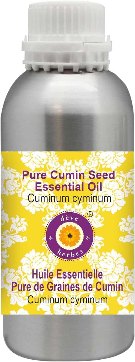 Deve Herbes Pure Cumin Seed Essential Oil (Cuminum cyminum) Steam Distilled 300ml (10 oz)