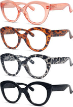 Eyekepper 4-Pack Round Reading Glasses for Women Large Frame Readers +1.50