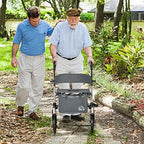 HOMCOM Aluminum Rollator Walker for Seniors and Adults with 10'' Wheels, Seat and Backrest, Folding Rolling Walker with Adjustable Handle Height and Storage Bag, Support up to 300lbs, Gray