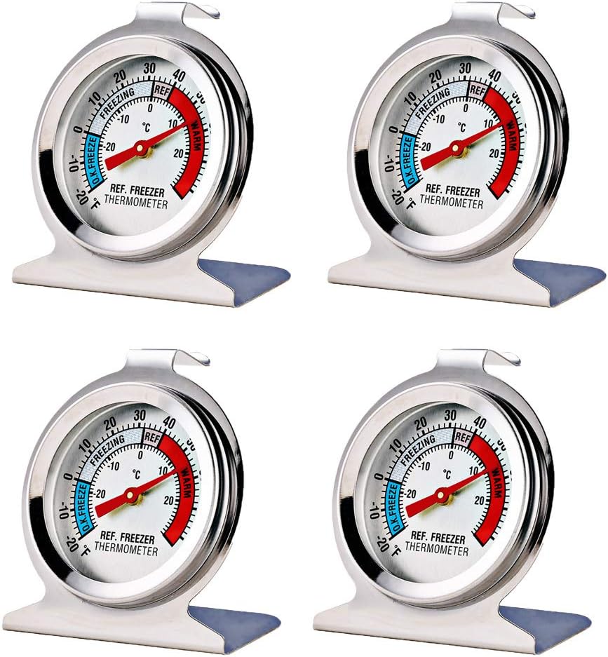 4 Pack Refrigerator Freezer Thermometer Large Dial Analog Thermometer