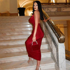 Women's Sexy Hanging Neck Dress V-Neck Backless Slim Fit Dresses
