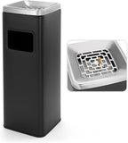 BEAMNOVA Outdoor Trash Can Black Indoor Stainless Steel Commercial Garbage Can Industrial Garbage Enclosure Inside Cabinet with Lid Waste Container, Black, 25 * 25 * 68 cm / 9.8 * 9.8 * 26.8 in