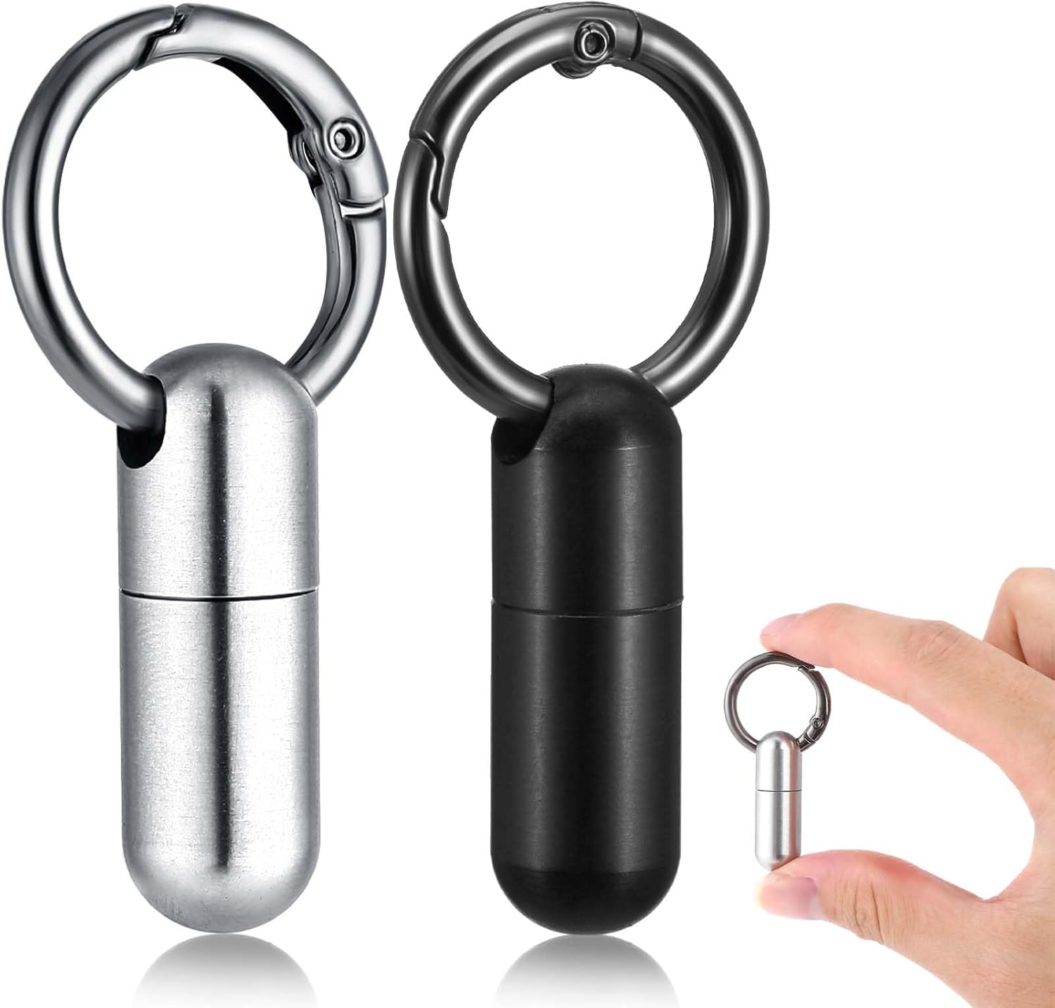 2 PCS Micro Keychain Pill Holder Small Pill Case Waterproof Medicine Organizer Tiny Pills Holder Bottle Portable Container with Keyring for Travel Outdoor Purse Pocket