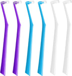 6 Pack Angled End-Tuft Toothbrushes with Covers for Orthodontic Wisdom Teeth Care, Small Head Single Tuft Dental Brush for Plaque Removal, Braces, Interdental Cleaning, Soft Bristles for Oral Care