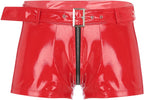 Freebily Men's Wet Look Latex PVC Leather Shorts Zipper Crotch Boxer Brief Clubwear Hot Pants